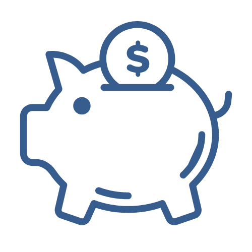 A piggies bank image in blue color with no background